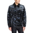 thumbnail image 1 of Men’s Black Camo Pattern Sherpa Fleece Lined Stretch Denim Trucker Jean Jacket (M), 1 of 3