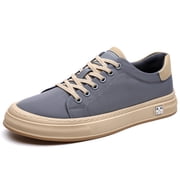 Mens Black Canvas Contrast Khaki Sole Casual Skate Sneakers