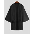 thumbnail image 1 of Men's Black Cardigan Loose Fit Kimono Shirts Jackets, 1 of 4