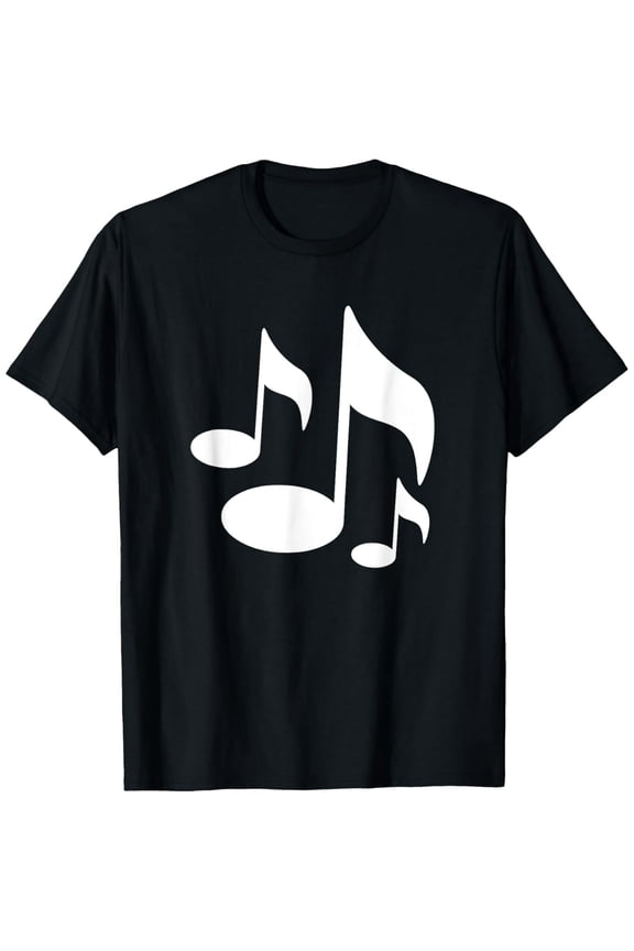 Men's Black Casual Musical Notes Graphic T-Shirt