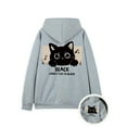 thumbnail image 1 of Men's Black Cat Print Hoodie, Autumn and Winter Sweatshirt, 1 of 8
