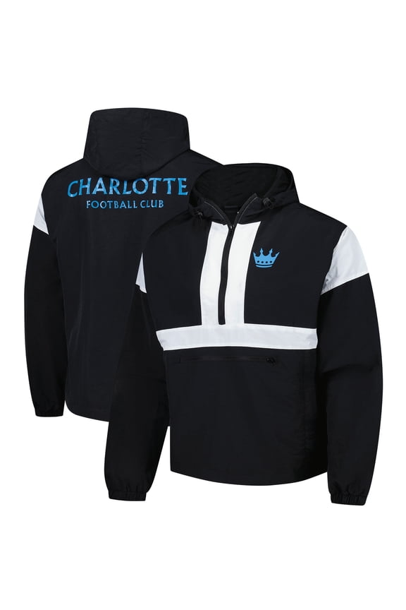 Men's Black Charlotte FC '90s Premium Anorak Half-Zip Hoodie Jacket