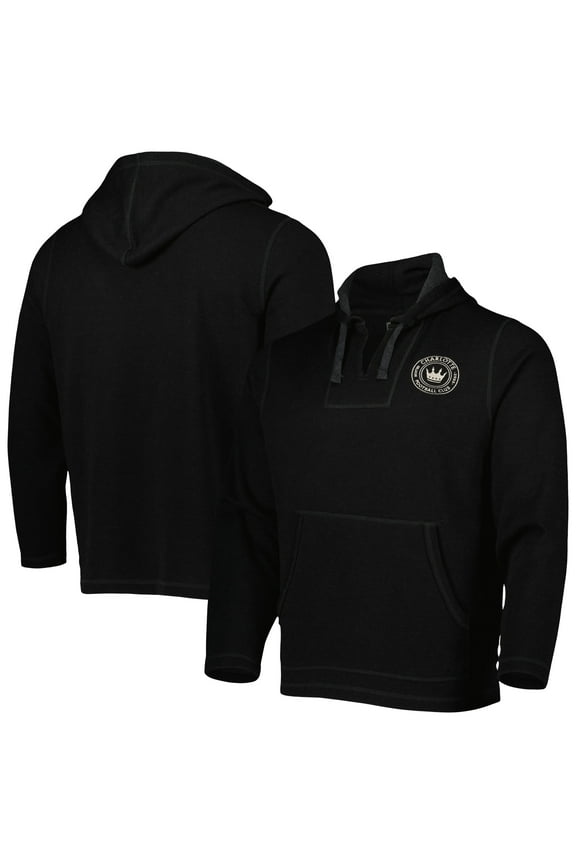Men's Black Charlotte FC Baja Fleece V-Neck Pullover Hoodie