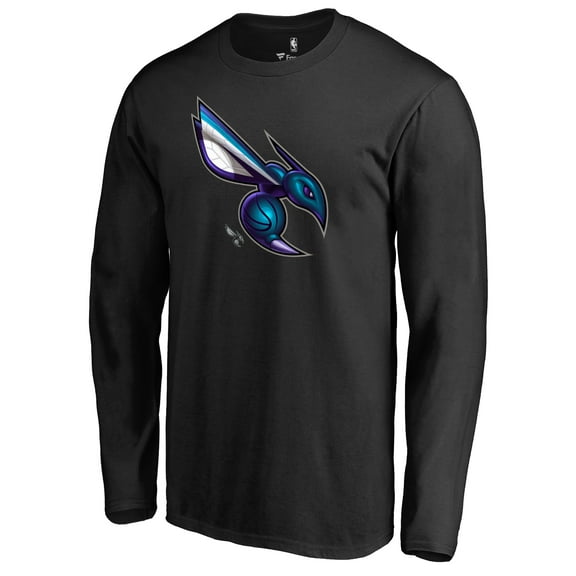 Men's Black Charlotte Hornets Midnight Mascot Long Sleeve T-Shirt
