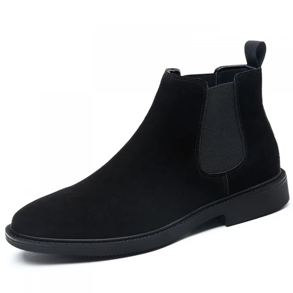 Men’s Black Chelsea Boots-Slip-On Comfy Mens Casual Suede Ankle Boots