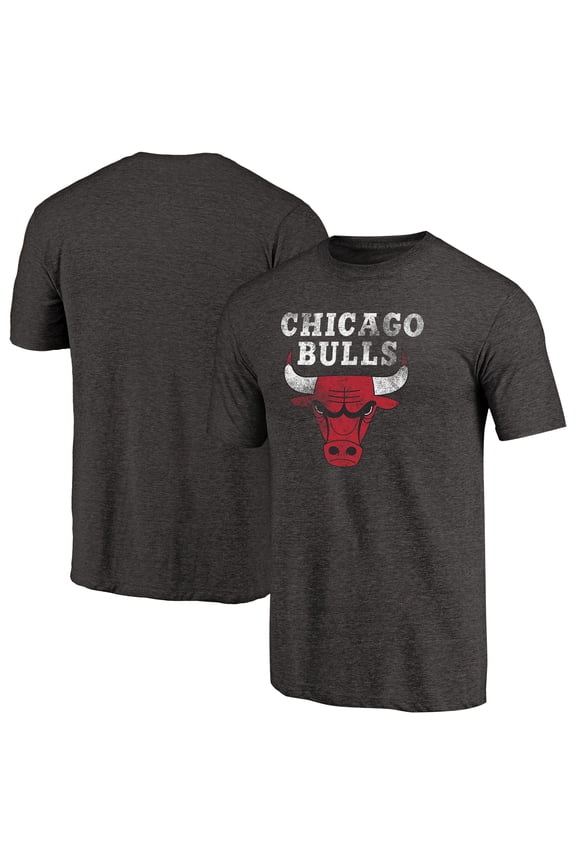 Men's Black Chicago Bulls Distressed Logo Tri-Blend T-Shirt