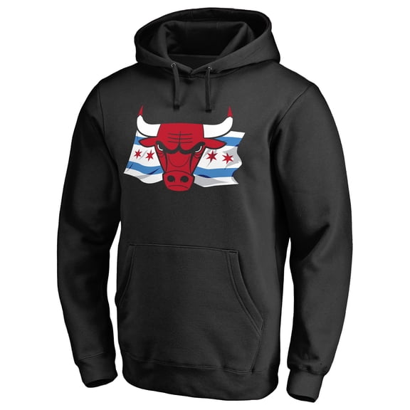 Men's Black Chicago Bulls Hometown Collection Chicago Flag Pullover Hoodie