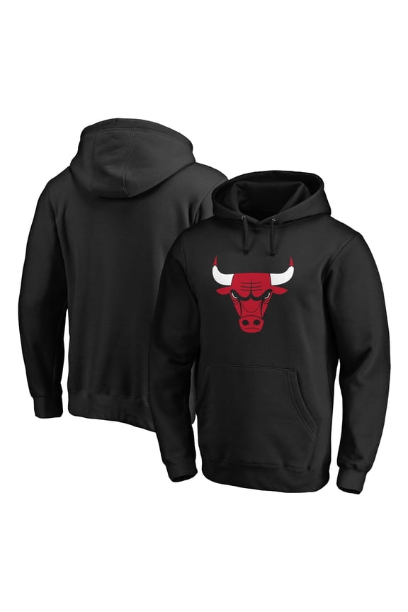Men's Black Chicago Bulls Primary Mascot Logo Pullover Hoodie