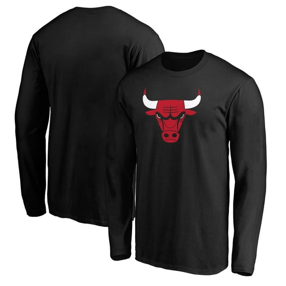 Men's Black Chicago Bulls Primary Team Logo Long Sleeve T-Shirt