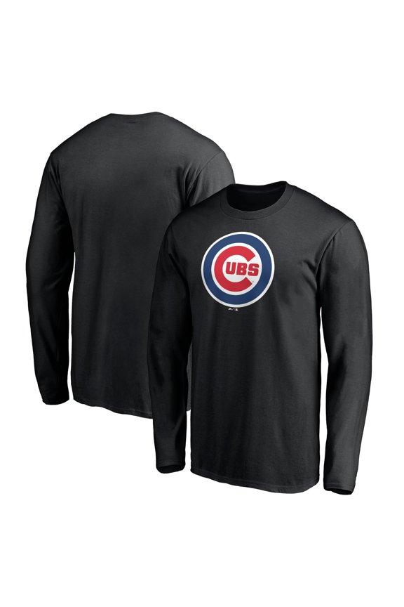 Men's Black Chicago Cubs Official Team Logo Long Sleeve T-Shirt