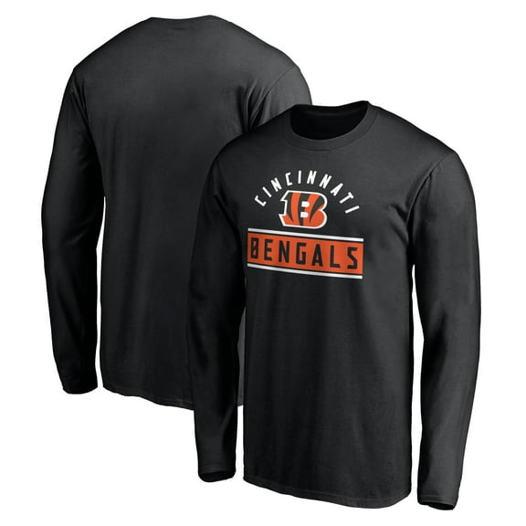 Men's Black Cincinnati Bengals Team Arch Knockout Long Sleeve T-Shirt