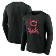 Mens Black Cincinnati Reds Fastball Long Sleeve T-Shirt