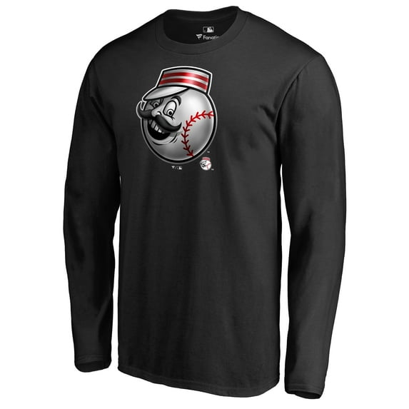 Men's Black Cincinnati Reds Midnight Mascot Long Sleeve T-Shirt