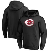 Men's Black Cincinnati Reds Official Wordmark Fitted Pullover Hoodie