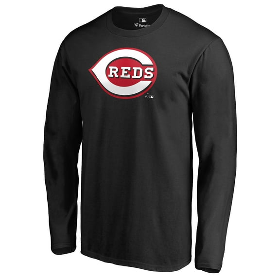 Men's Black Cincinnati Reds Team Wordmark Long Sleeve T-Shirt
