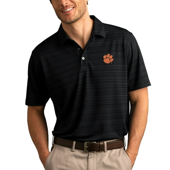 Men's Black Clemson Tigers Vansport Strata Textured Polo
