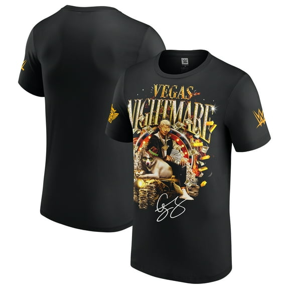 Men's Black Cody Rhodes Vegas Nightmare High Roller T-Shirt