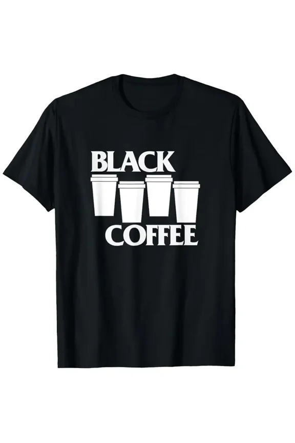 Men's Black Coffee Punk T-Shirt - Short Sleeve Casual Round Neck Tee with Digital Sublimation Logo, Machine Washable Lightweight Top for Gym, Training, Outdoor & Casual Attire