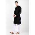 thumbnail image 1 of Men's Black Color Indian Traditional Wear Tunic Cotton Kurta Pajama Set, 1 of 4