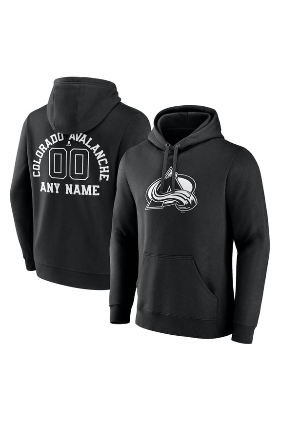 Men's Black Colorado Avalanche Personalized Name & Number Monochrome Pullover Hoodie