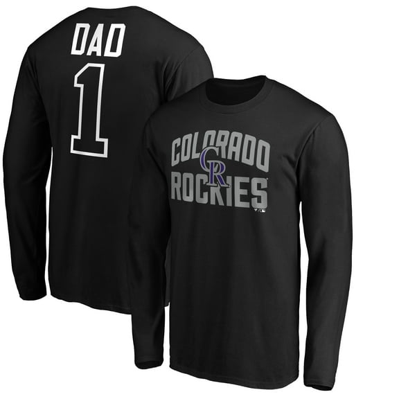 Men's Black Colorado Rockies Father's Day #1 Dad Long Sleeve T-Shirt