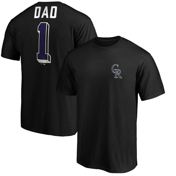 Men's Black Colorado Rockies Number One Dad T-Shirt