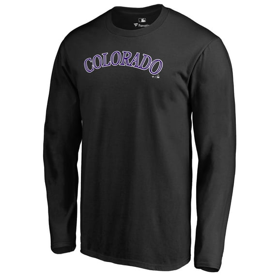 Men's Black Colorado Rockies Team Wordmark Long Sleeve T-Shirt