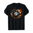 thumbnail image 1 of Men's Black Cotton Billiards T-Shirt - 8 Ball Design With Fiery Orange Contrast Graphic, Casual Round Neck Short Sleeve Tee For Pool Players & Fans, 1 of 5