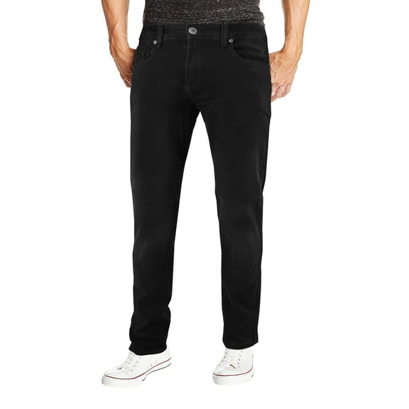 Men's Black Cotton Blend Denim Slim Fit Casual Jean Pants (46x30)