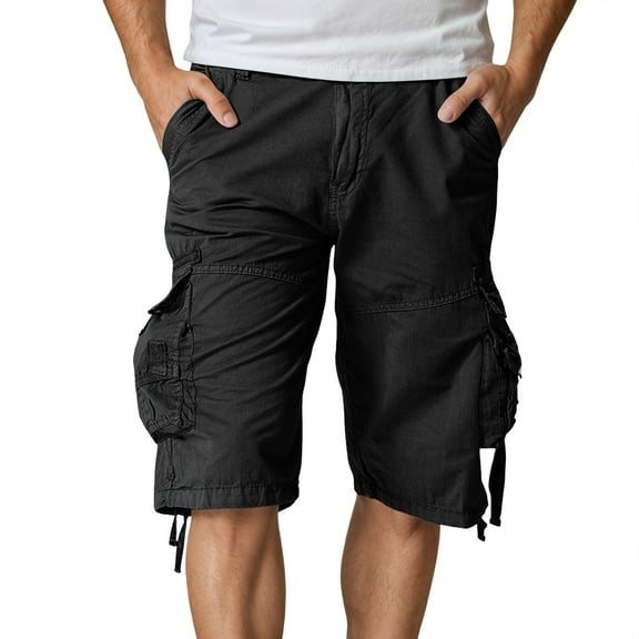Men's Black Cotton Work Shorts for Summer - Sizes 29 - 38, with Pockets