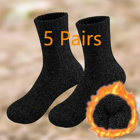 Men’s Black Crew Socks, 5 Pairs – Cushioned Cotton Terry, Breathable Moisture-Wicking Athletic & Work Socks, Size 7-13