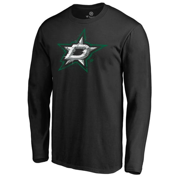 Men's Black Dallas Stars Splatter Logo Long Sleeve T-Shirt