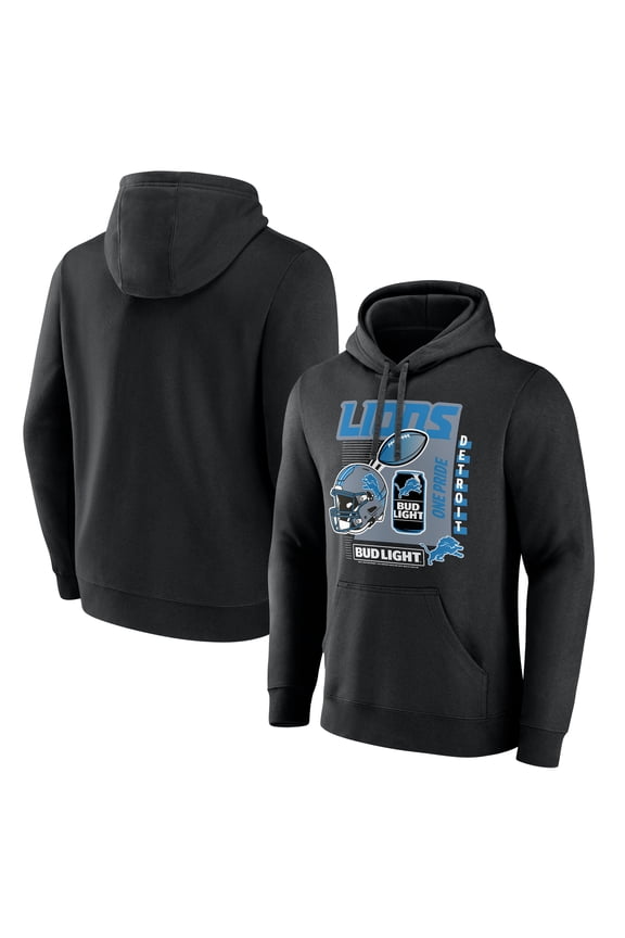 Men's Black Detroit Lions Bud Light Pullover Hoodie