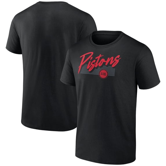 Men's Black Detroit Pistons Color Block Slant Quick Strike T-Shirt