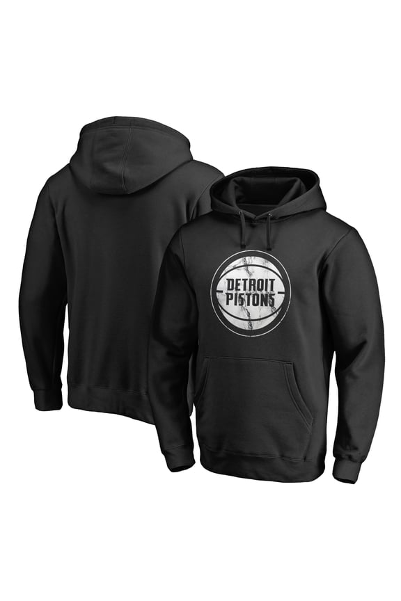 Men's Black Detroit Pistons Marble Logo Pullover Hoodie