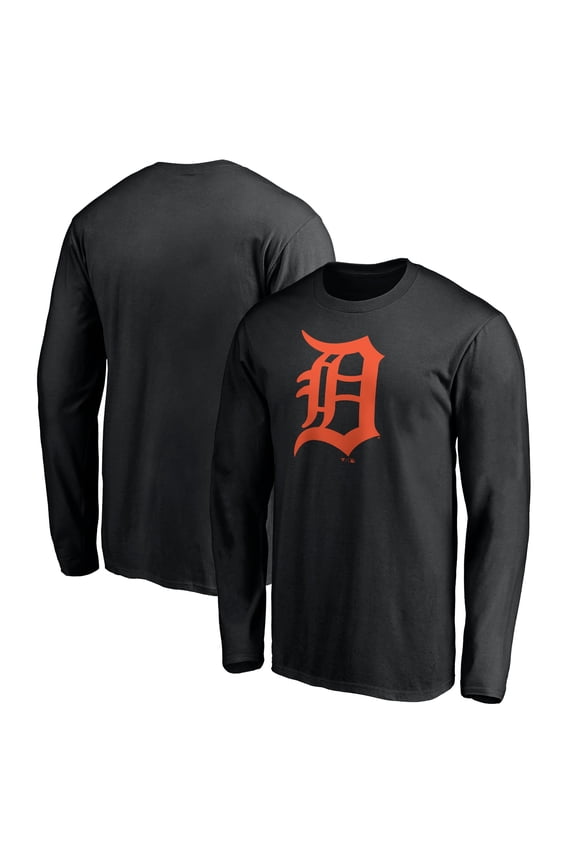 Men's Black Detroit Tigers Official Team Logo Long Sleeve T-Shirt