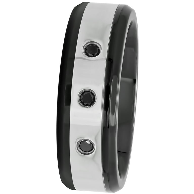 Stainless Steel Black Diamond 8mm Band Stainless Steel Black Diamond 8mm Band