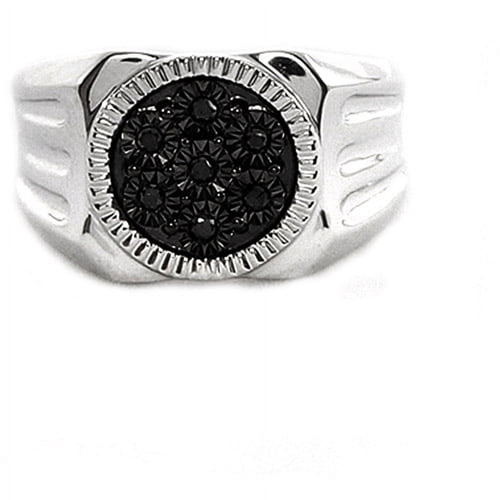 Men's Black Diamond Accent Circle Sterling Silver Ring
