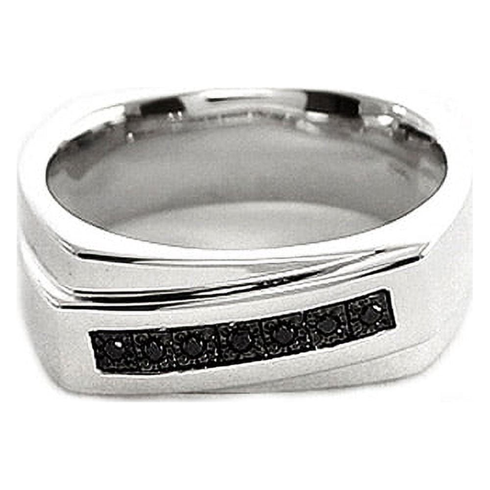 Men's Black Diamond Accent Seven-Stone Sterling Silver Ring