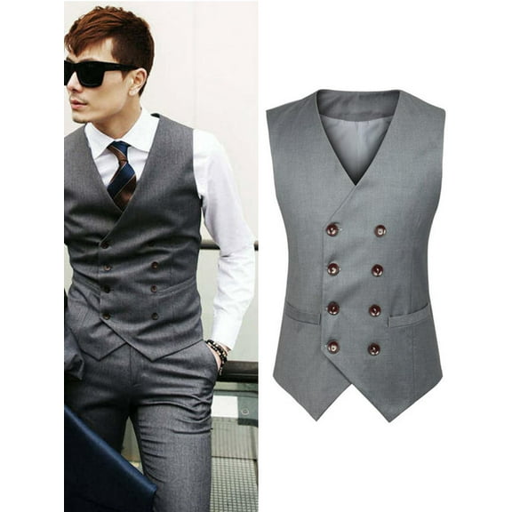 Men's Black Double - Breasted Waistcoat: Formal & Stylish for Suits, Events & Layering