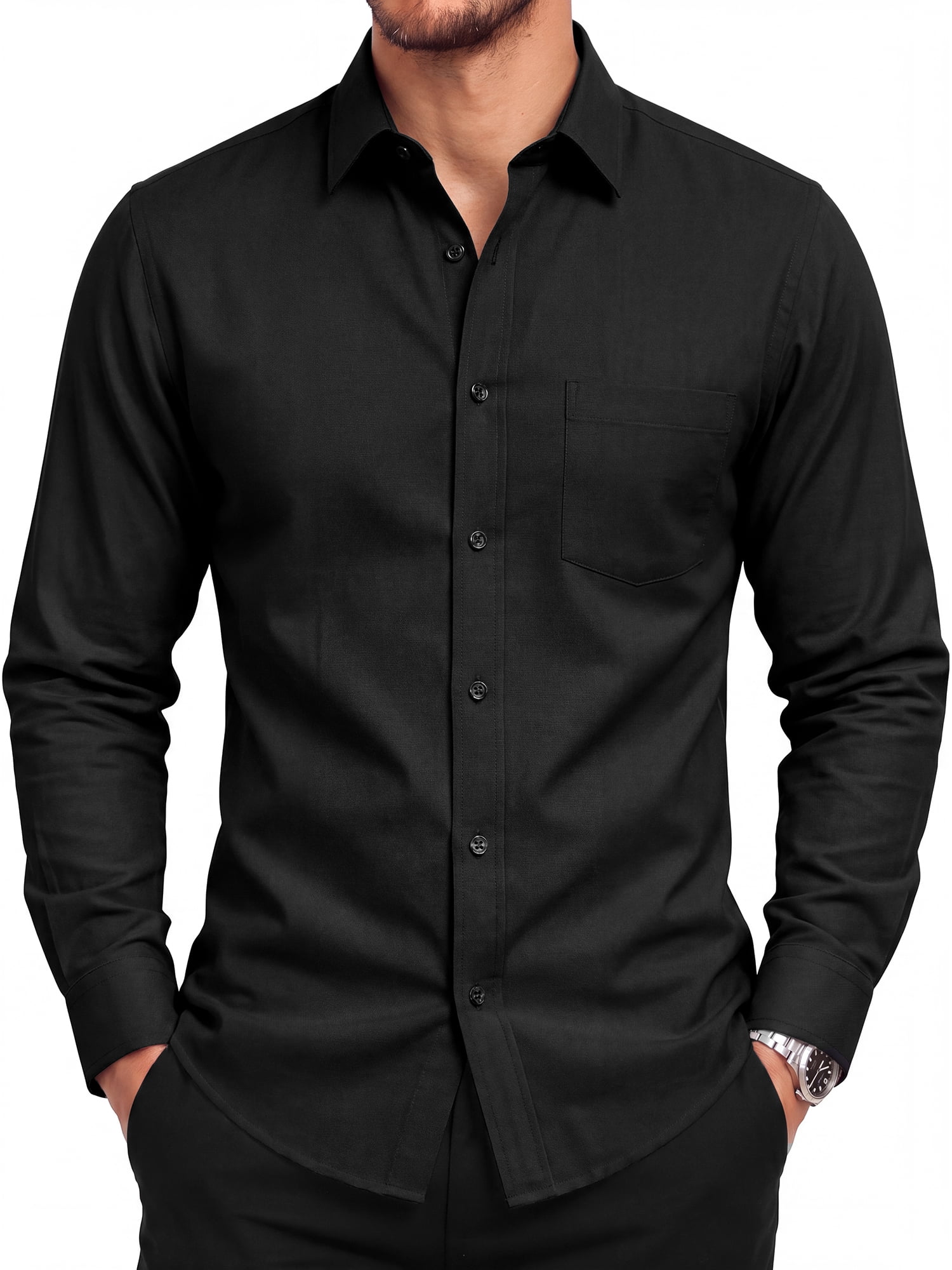 is a black dress shirt business casual Men's Shirts for Men Long Sleeve Button Down Classic Fit Tops 2XL Color:Aqua/White Floral SSYS The Ginger Long Date night ootd Dress code Men Dress Shirt Long