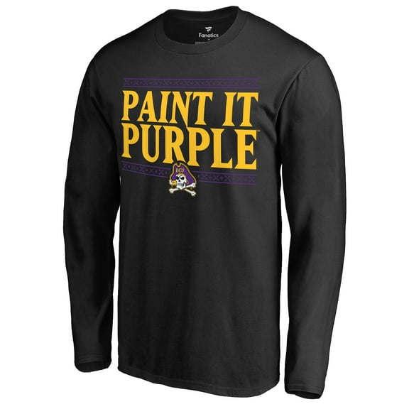 Men's Black ECU Pirates Paint It Purple Long Sleeve T-Shirt
