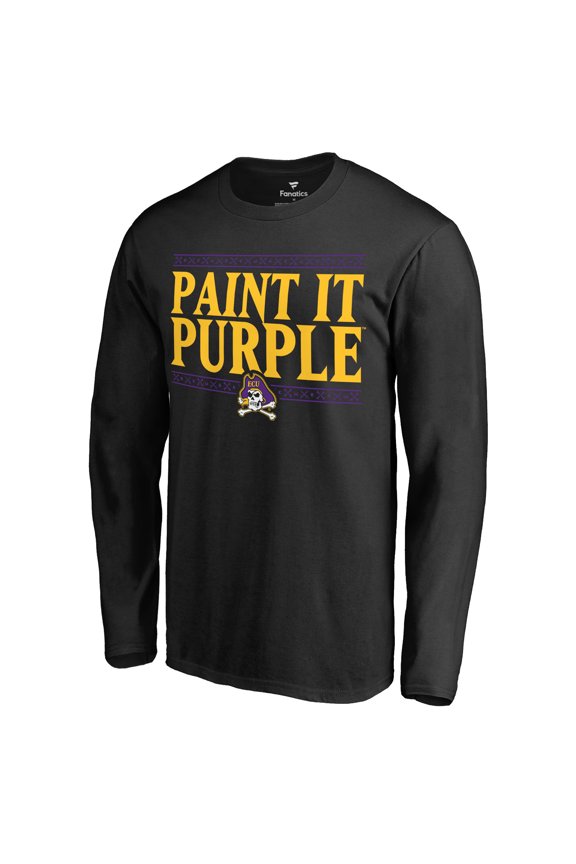 Men's Black ECU Pirates Paint It Purple Long Sleeve T-Shirt