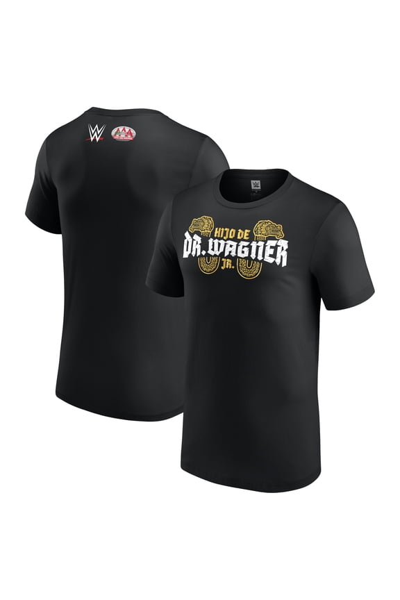 Men's Black El Hijo del Dr. Wagner Jr. AAA Superstar Logo T-Shirt