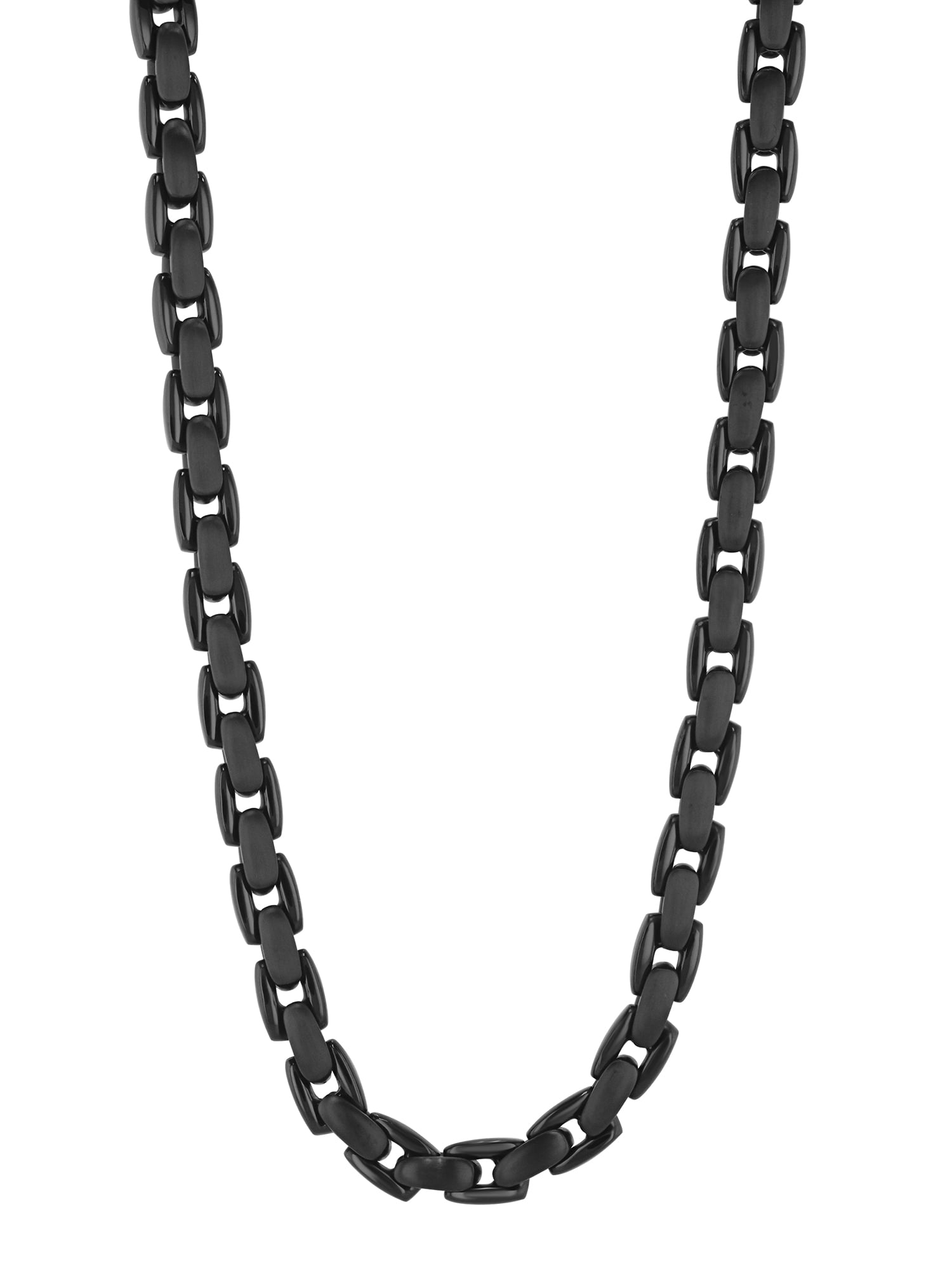 Men's Black Finish Stainless Steel H-Link Chain, 24" - Brilliance Fine Jewelry