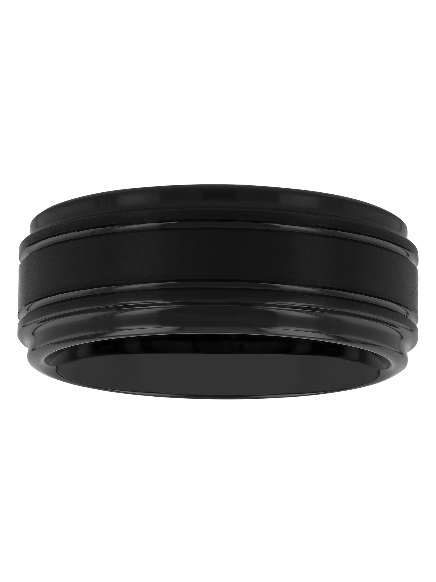Men's Black Finish Tungsten Grooved Step Edge 9MM Wedding Band by Brilliance Fine Jewelry - Men's Ring