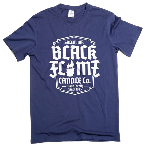 Men's Black Flame Candle Co T Shirt Halloween Candles Company Tee shirt (3X-Large Navy Blue)