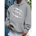thumbnail image 1 of Men's Black Fleece-Lined Hoodie with Football Graphic Print - Casual Pullover Sweatshirt, Long Sleeve, Front Pocket, All-Season Comfort, Sweater Hoodie, 1 of 6