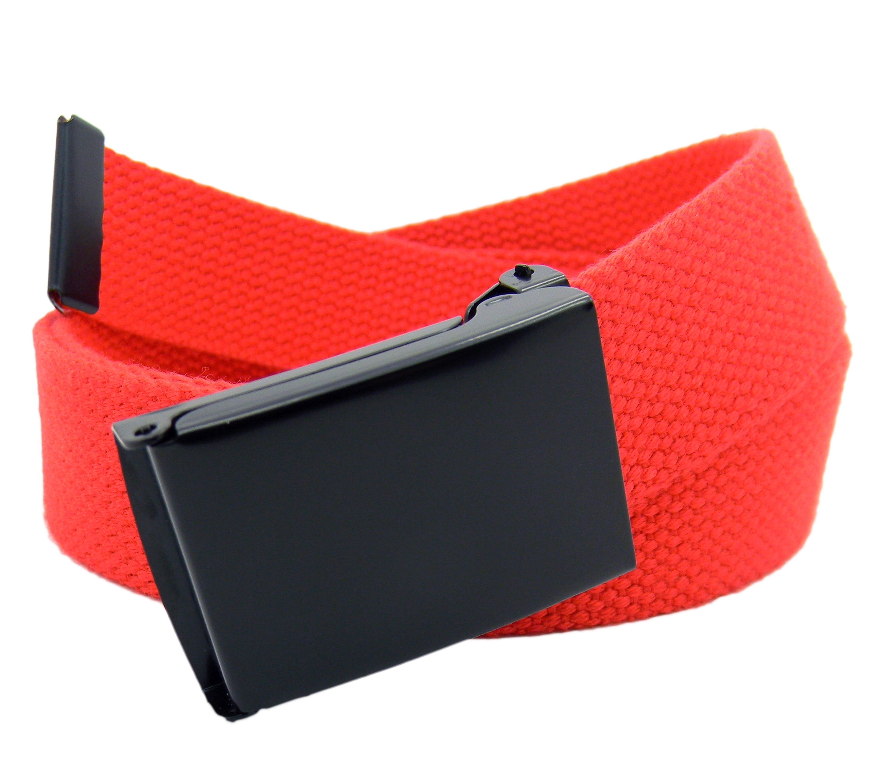 Men s Black Flip Top Military Belt Buckle with Canvas Web Belt Small Red Walmart
