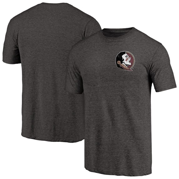 Men's Black Florida State Seminoles Left Chest Distressed Logo Tri-Blend T-Shirt